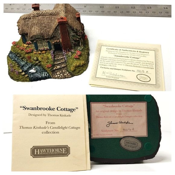 Thomas Kinkade Miniature SWANBROOKE COTTAGE with Certificate 90s Collectible VTG - Picture 9 of 11